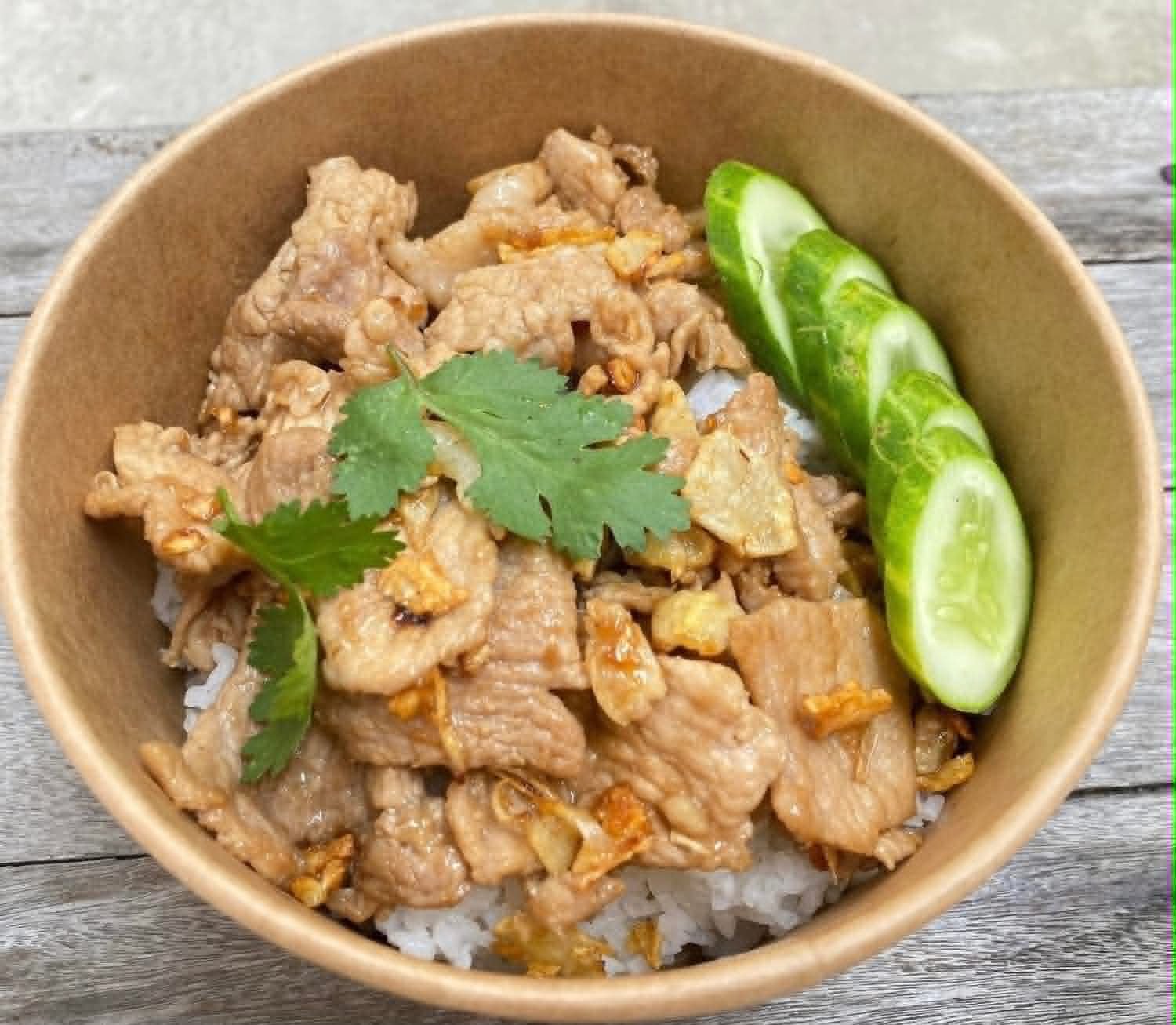 Ari rice bowl, cooked to order and ready for delivery