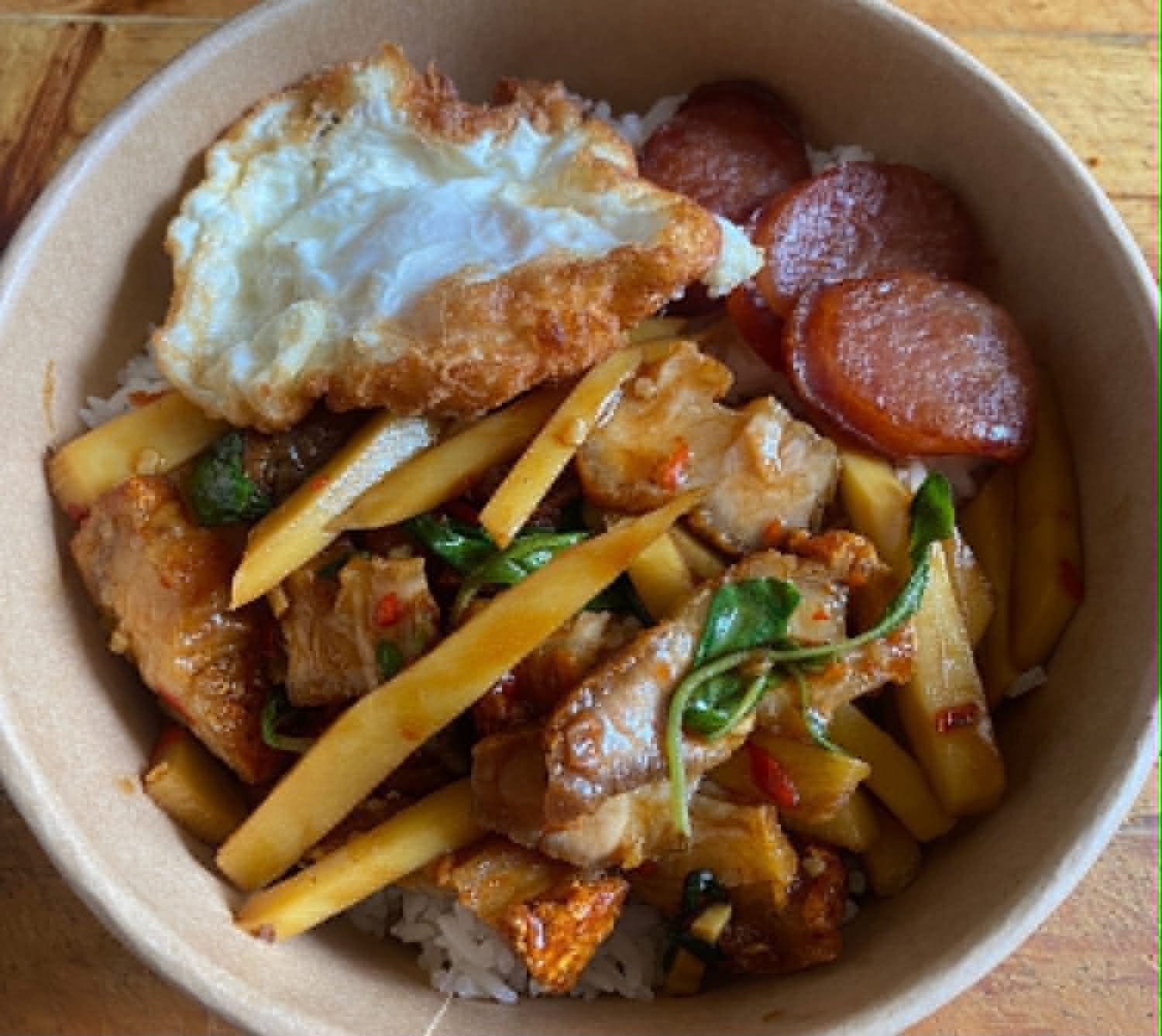 Ari rice bowl, cooked to order and ready for delivery
